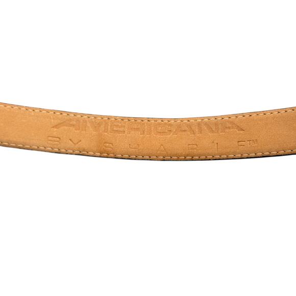 Americana by Sharif Gold Black Leather Belt M Womens Modern Luxe Chic Geometric - Picture 11 of 14